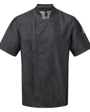 (XL, Black Denim) Premier Unisex Adult Short-Sleeved Chef Jacket
