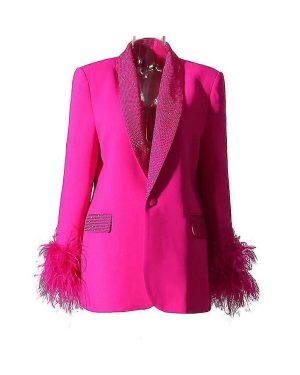 (XL, pink) Women's Long Sleeve Open Front Blazer Coats Work Office Jacket pink