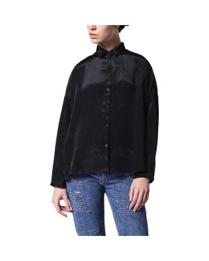 (XS) DIESEL C LURY Womens Shirt Long Sleeve Black Tops