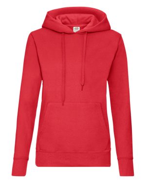 (XS, Red) Fruit Of The Loom Ladies Lady Fit Hooded Sweatshirt / Hoodie