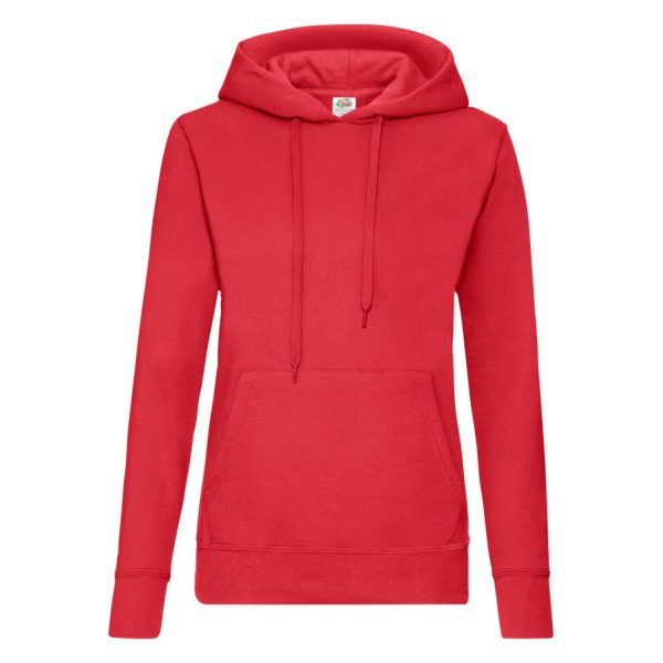 (XS, Red) Fruit Of The Loom Ladies Lady Fit Hooded Sweatshirt / Hoodie