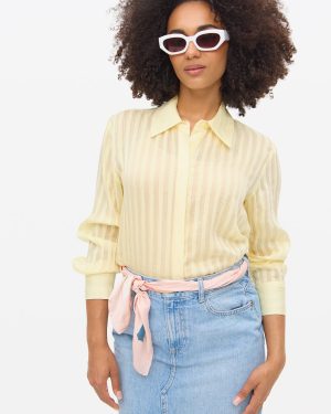 Yellow Striped Semi Sheer Shirt