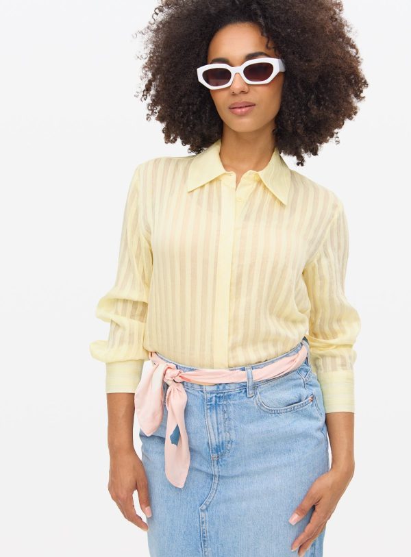 Yellow Striped Semi Sheer Shirt