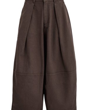 Ymc Deadbeat Cropped Wide-leg Stretch-cotton Trousers - Brown - M (UK12 / M)