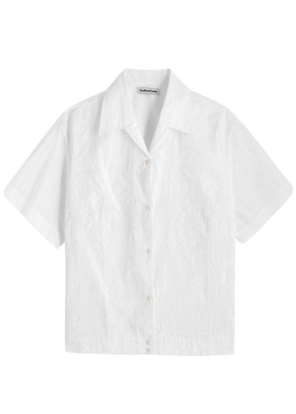 Ymc Wanda Floral-embroidered Cotton Shirt - White - L (UK14 / L)