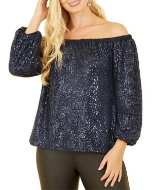Yumi Bardot Top - Blue