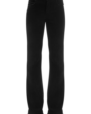 Yves Saint Laurent Black Flared Velvet Trousers - 10