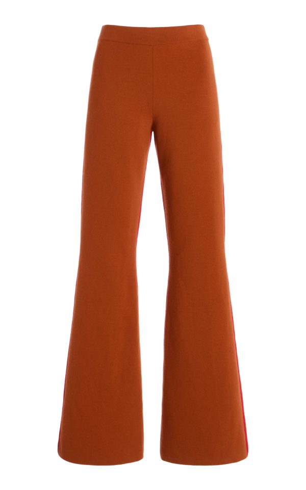 ZANKOV - Patricia Colorblocked Merino Wool Flared Pants - Orange - XS - Moda Operandi