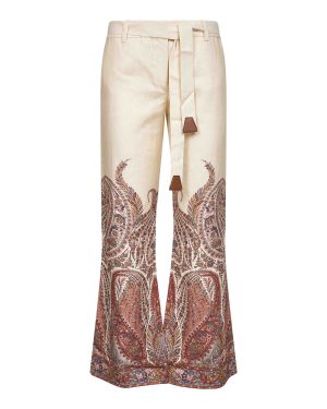 ZIMMERMANN | Cream Paisley linen Rhiannon flared trousers | Women | 0
