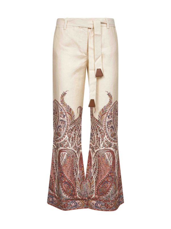 ZIMMERMANN | Cream Paisley linen Rhiannon flared trousers | Women | 0