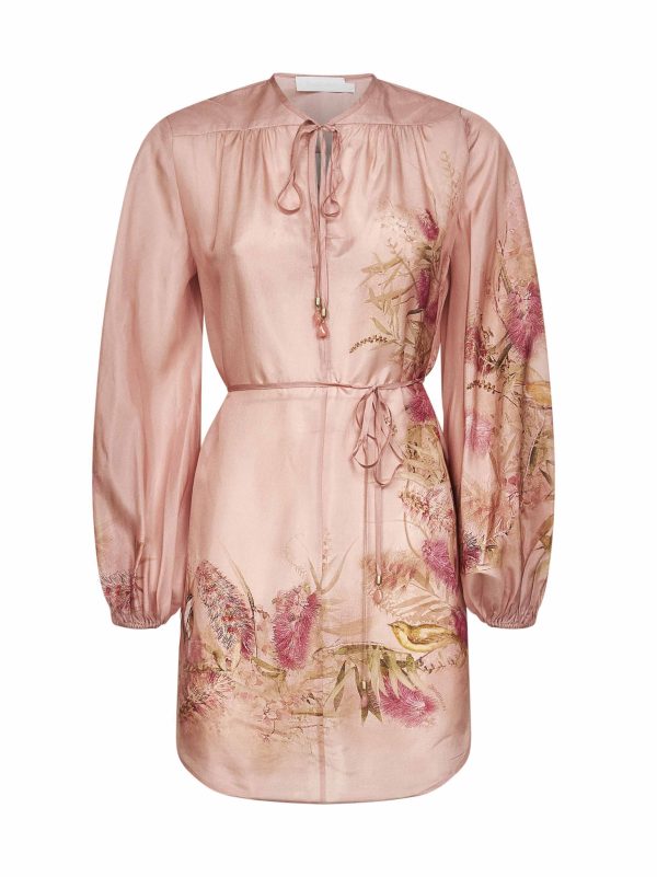 ZIMMERMANN | Pink Botanical Floral silk habotai Cascadian tunic top | Women | 0