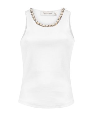 ZIMMERMANN | White Illuminate embellished tank top | Women | 1