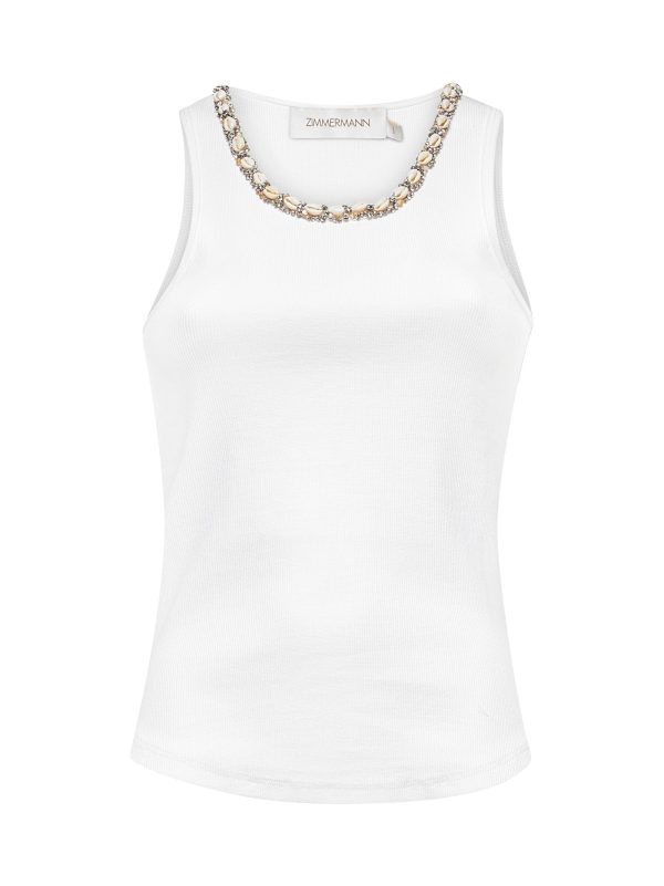 ZIMMERMANN | White Illuminate embellished tank top | Women | 1