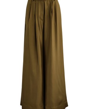 Zimmermann Crush Belted Flared-leg Silk Trousers - Olive - 4 (UK 16 /xl)
