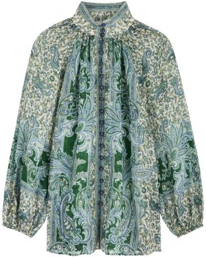 Zimmermann Ottie Printed Ramie Blouse - Multi Print - 0 (UK 8 / S)