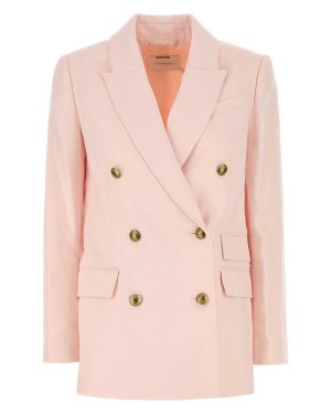 Zimmermann Pastel Pink Linen Crush Blazer