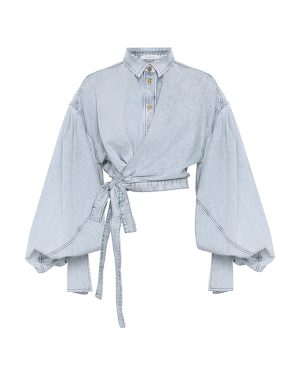 Zimmermann - Rebellion Denim Wrap Top - Light Wash - 1 - Only At Moda Operandi