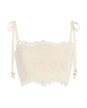 Zimmermann - Rhiannon Lace Crop Top - Ivory - 4 - Moda Operandi