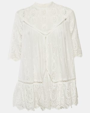 Zimmermann White Cotton Broderie Anglaise A-Line Dress M