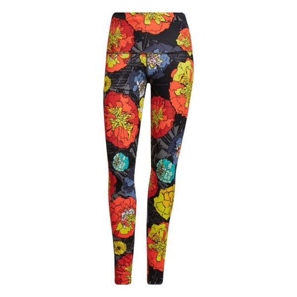 adidas Floral Running Leggings Womens - Black