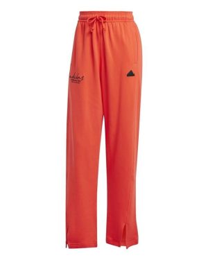 adidas Signature Graphic Embroidery French Terry Straight Leg Joggers - Red