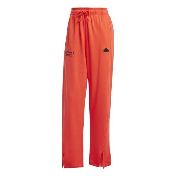 adidas Signature Graphic Embroidery French Terry Straight Leg Joggers - Red