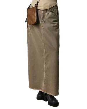 (army green, Large) Elastic Fashion Denim Skirt for Women