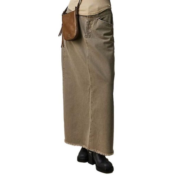 (army green, Large) Elastic Fashion Denim Skirt for Women