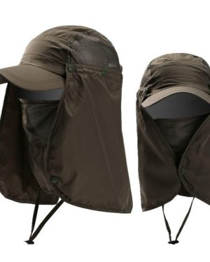 (army green) UV Sun Protection Neck Face Adjustable Fisherman Cap Fishing Sun Hat Baseball Cap Sunshade Hat