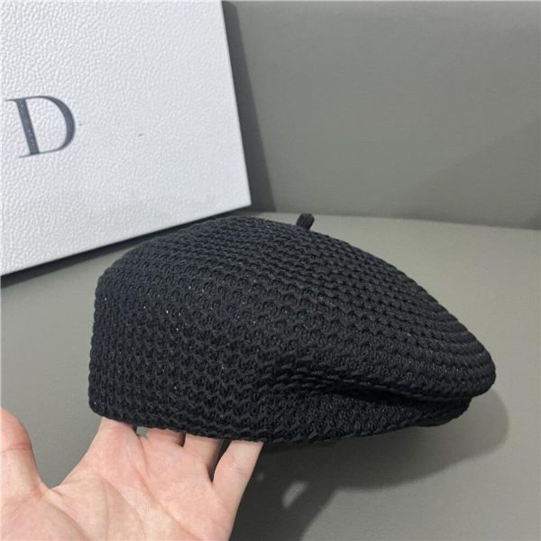 (black, Adjustable) "Japanese Style Black Beret: Elegant, Breathable & Lightweight for Women with Smaller Faces - Perfect for Spring & Summer."