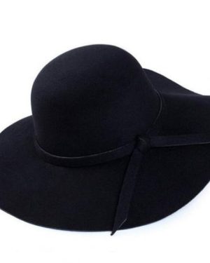 (black) Women Wide Brimmed Dome Hat, Foldable Retro Floppy Fedora Hat, Casual Felt Bowler Sun Cap