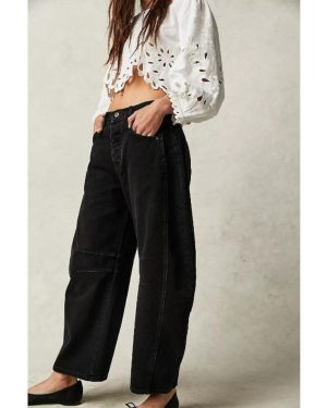 (black, XL) Fashion Loose Women Cropped Jeans New Casual Elegant Woman Haren Wide Leg Denim Pants Spring Autumn Casual Ladies Simple Denim Trousers 11