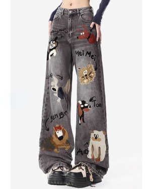 (black, XL) Women Casual High Waist Baggy Jean Aesthetic Lace Up Patchwork Blue Academia Streetwear Straight Cargo Pants BF Style 2024 New