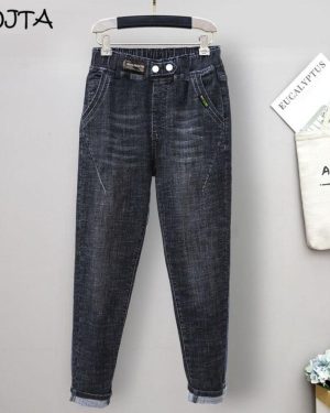 (black, XL) Women High Waist Slim Fit Ladies Jeans Casual Elasticity Denim Harem Pants Oversized Trousers Streetwear Cropped Pants Plus Size
