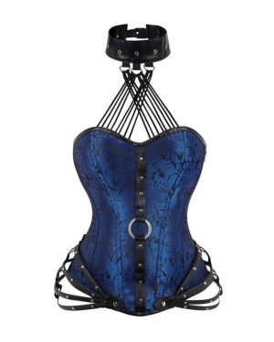 (dark blue, S) European & American Retro Palace Corset: Sexy Steel-Boned Body Shaping Top
