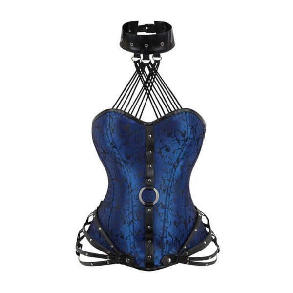 (dark blue, S) European & American Retro Palace Corset: Sexy Steel-Boned Body Shaping Top