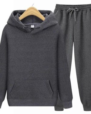 (dark grey, XXL) Woman Warm Sportswear Two Piece Loose Sets Tracksuit Long Hooded Coats Hoodie Set Zipper Running Joggers Femmel Sweatshirts Set