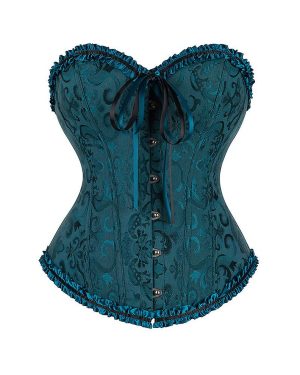 (green 3, 6XL) Sexy Satin Overbust Corset Top Lace Bowknot Decorated Clubwear Showgirl Body Shaper Plus Size