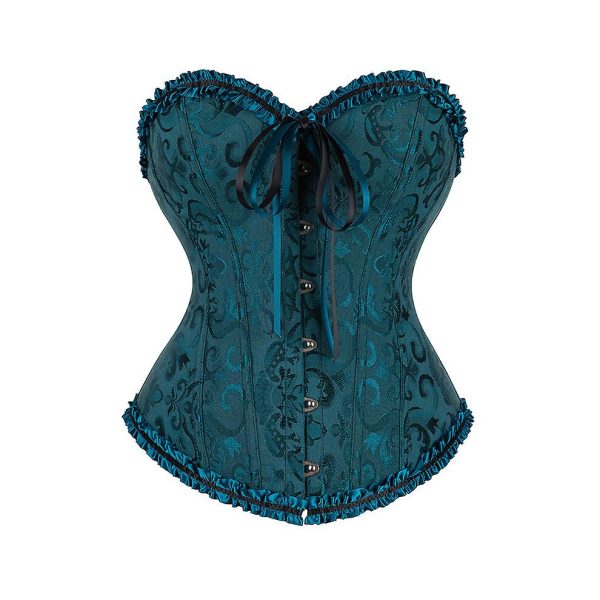 (green 3, 6XL) Sexy Satin Overbust Corset Top Lace Bowknot Decorated Clubwear Showgirl Body Shaper Plus Size