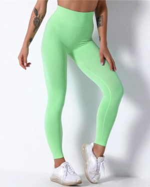 (green, S) Seamless Yoga Pants Nessaj Push Up Leggings Women Summer Workout Nylon Breathable Slim Jeggings