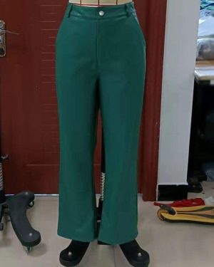 (green, XL) European American Autumn Fashion Casual Leather Pants Women Elegant Office-lady Pu Pants Women High Strecth Trouser Spodnie24079