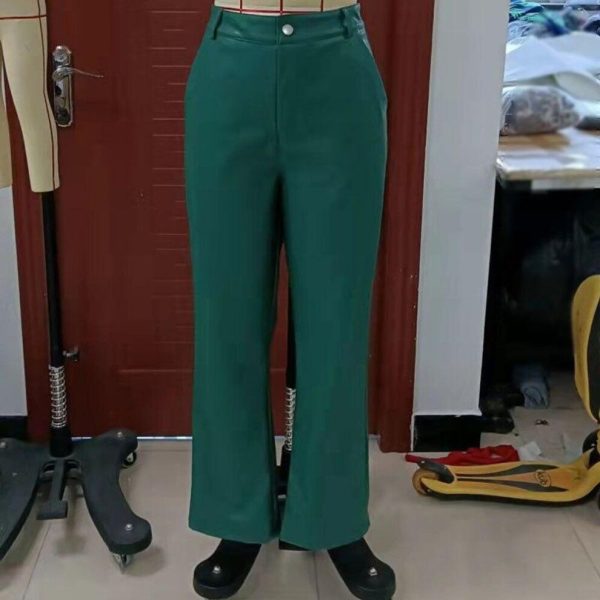 (green, XL) European American Autumn Fashion Casual Leather Pants Women Elegant Office-lady Pu Pants Women High Strecth Trouser Spodnie24079