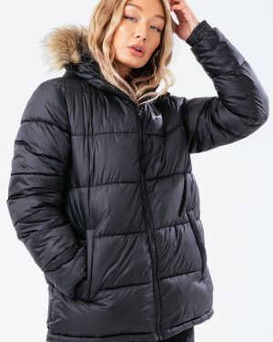 hype black women's puffer jacket