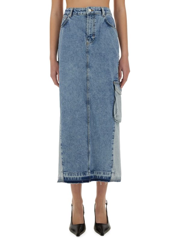 moschino jeans long denim skirt