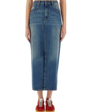 msgm long denim skirt