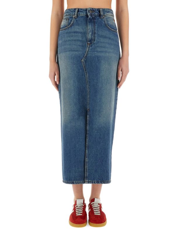 msgm long denim skirt