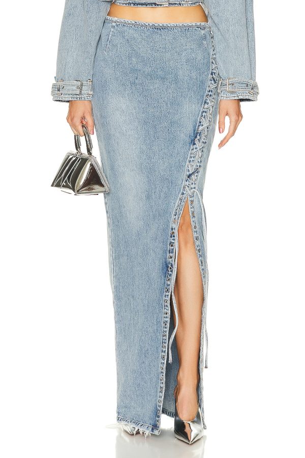 retrofete Zahila Skirt in Alani - Denim-Light. Size 28 (also in ).