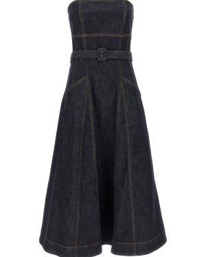 self-portrait Denim Bandeau Midi Dress