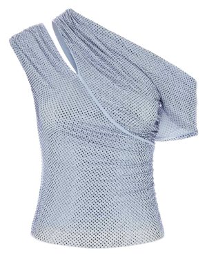 self-portrait Embellished Stretch Mesh Top