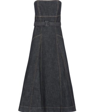 self-portrait Indigo Denim Bandeau Midi Dress